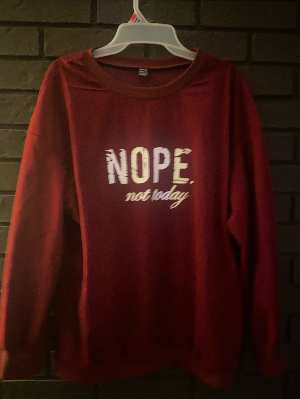 SHEIN Burgundy Kids Sweatshirt with "NOPE. not today" Graphic